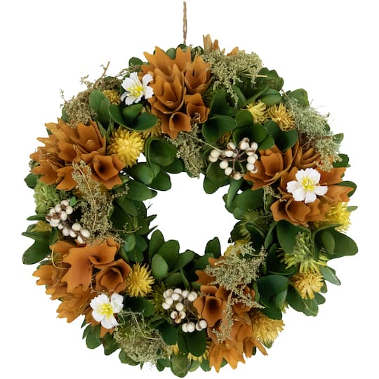 11" Orange Mixed Floral Artificial Spring Wreath By Northlight | Michaels®